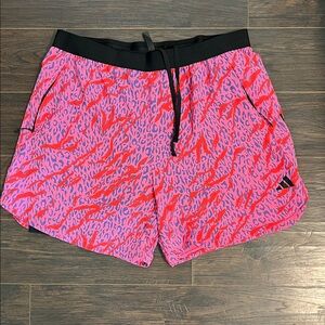 adidas Pink and Red Printed Athletic Shorts